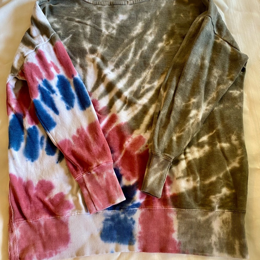 Multi Colored Tie Dye Ribbed Knit Top